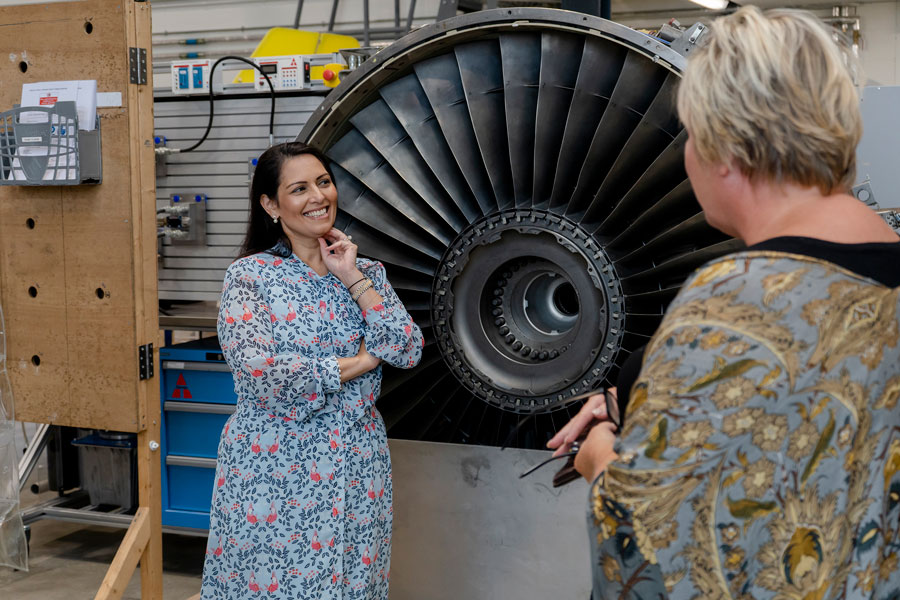 Priti Patel in Engineering Workshop